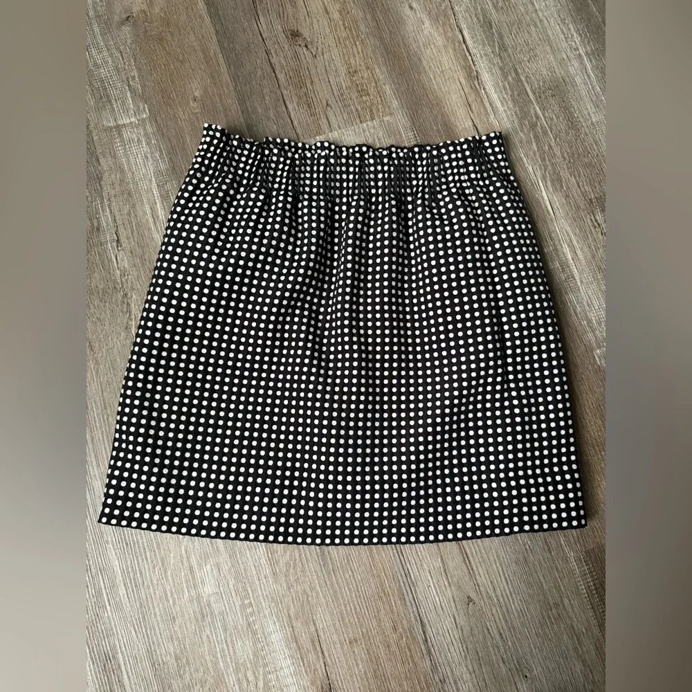 J.Crew Jacquard Black White Polka Dot Funky Mini Skirt Pencil Size 4 Stretchy